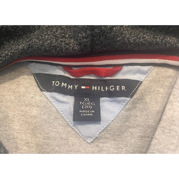 Tommy Hilfiger Color Block Lightweight Hoodie Kids XL Gray Y2K Nautical Academia - Picture 3 of 6